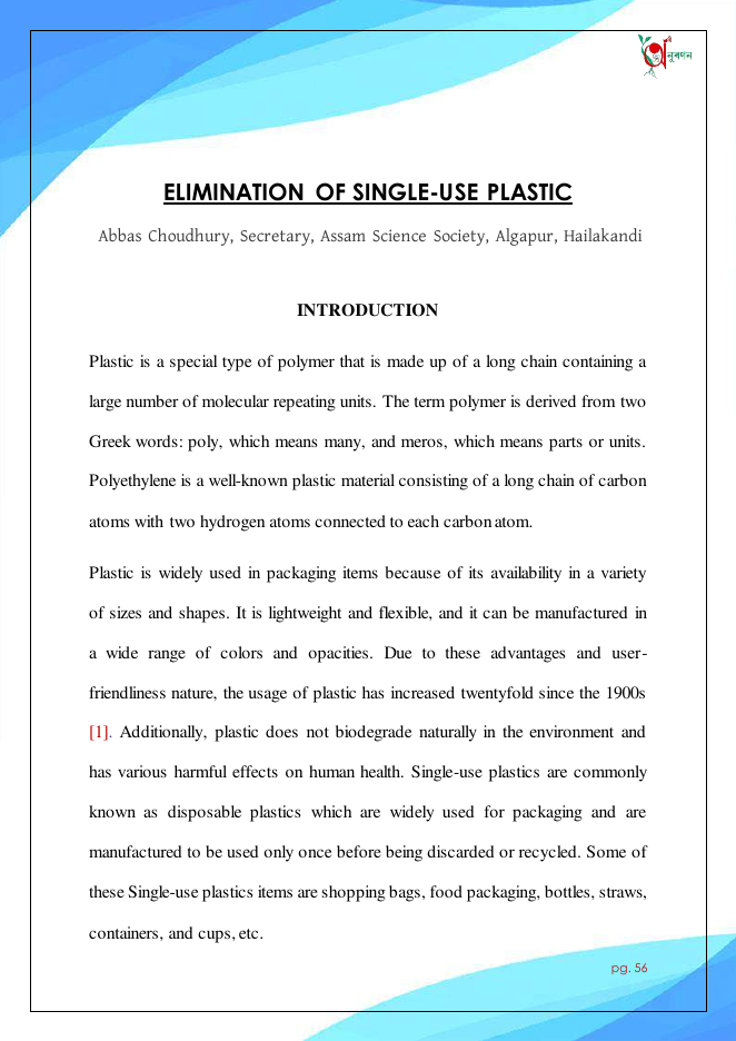 Elimination of Single-Use Plastic