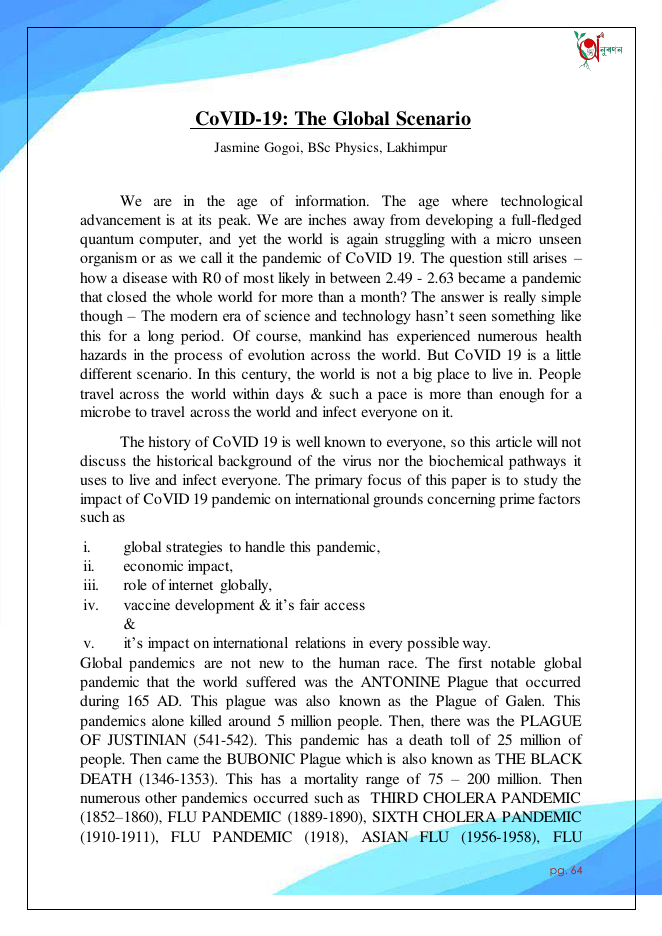 CoVID-19: The Global Scenario