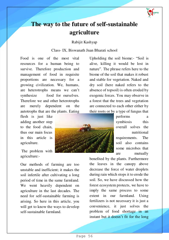 The way to the future of self-sustainable Agriculture